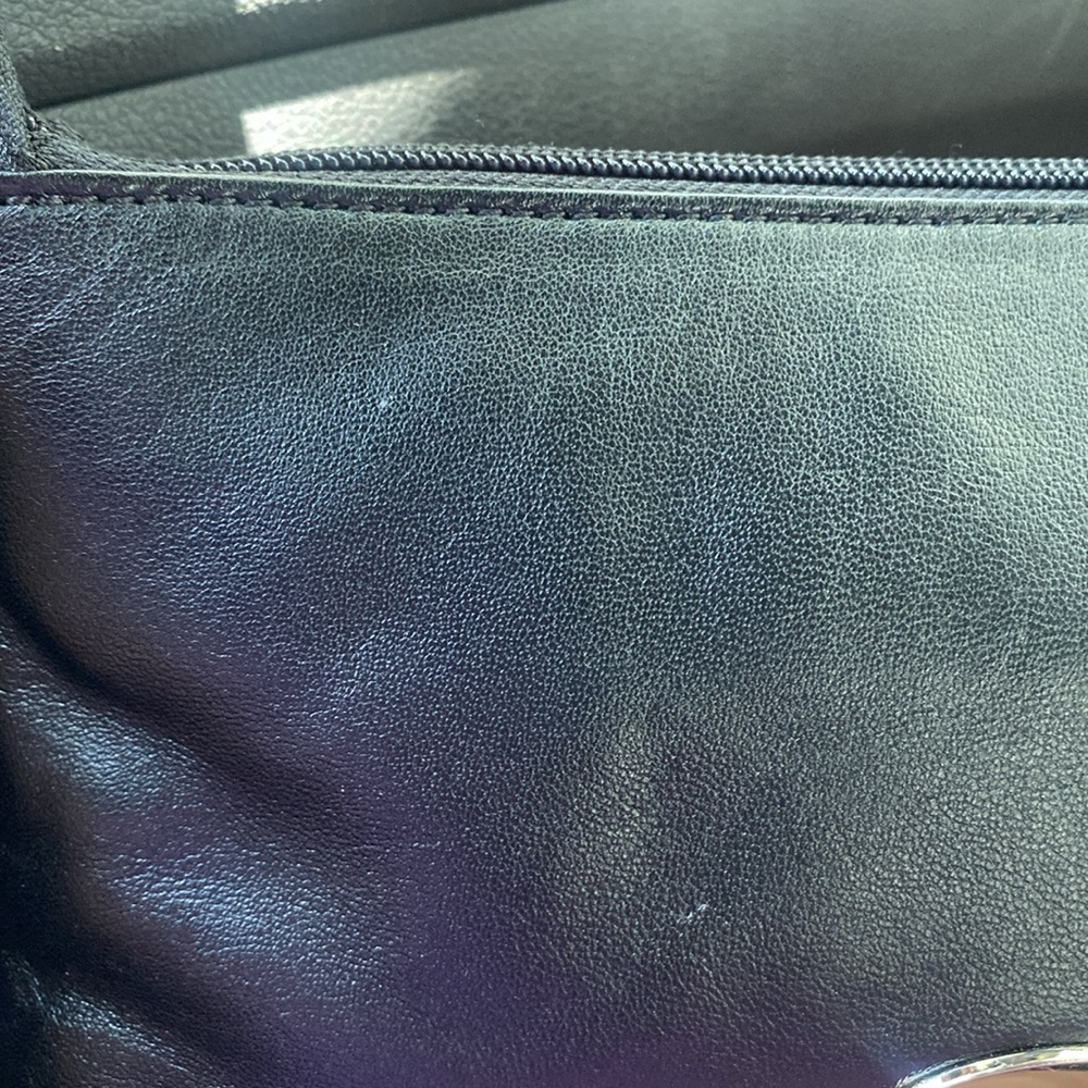 Italian Black Leather Bag Wristlet Purse Clutch by DX Touch - Picture 10 of 12
